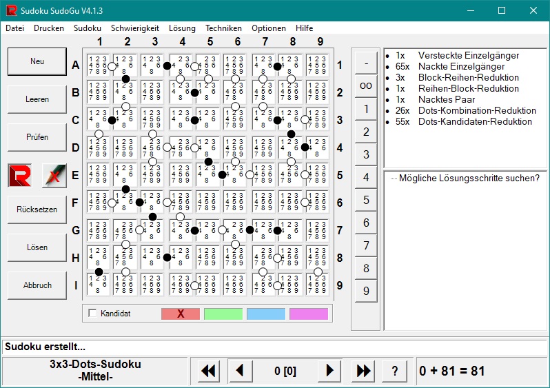 Sudoku SudoGu Programmfenster in Windowsfarben